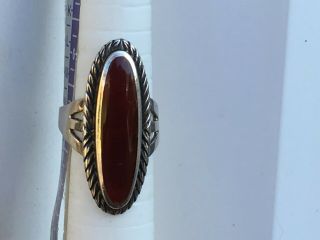 Large Vintage Sterling Silver 925 Carnelian Ring Size O