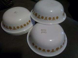 7 Vintage Corelle BUTTERFLY GOLD & WHITE Cereal Size Bowls EUC 2