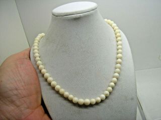 Vintage Real White Coral Flower Uniform Bead Necklace