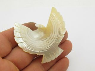 Vintage Hand Carved Mother Of Pearl Eagle Brooch Pin