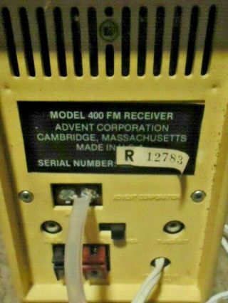 Vintage Advent Model 400 Tabletop FM Radio Receiver,  AUX - No Speaker 3