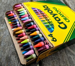 1990 Vintage 64 Crayola Crayons - Indian Red & Sharpener Binney & Smith