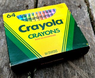 1990 Vintage 64 Crayola Crayons - Indian Red & Sharpener Binney & Smith 2