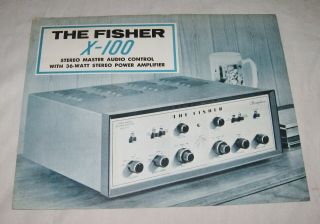 Fisher X - 100 Tube Amplifier Single Sheet Factory Sales Brochure