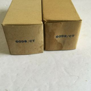(2) Tung Sol Electric Electron Tube 6098/ct Nib Nos Matched Pair 6/52