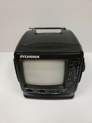 Vintage Sylvania Portable Black & White 5inch Tv With Am/fm Radio