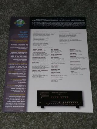 McIntosh MA6500 Integrated Amplifier Sales Brochure 2