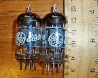2 Strong Matched Ge Short Gray Plate O Getter 12au7a / Ecc82 Tubes