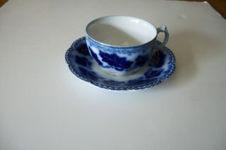 Vintage Flow Blue Normandy Cup And Saucer
