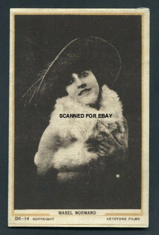 Mabel Normand 1910s Keystone Films Uk Silk Vintage Postcard