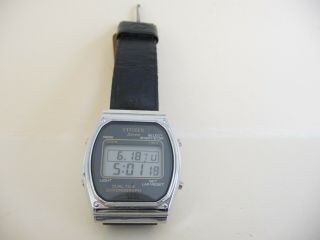 Vintage Citizen Seven Digital Lcd Wrist Watch; Dual Time Chronograph; 1980 