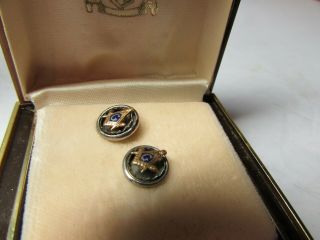 Vintage Masonic Freemason Logo 10k Gold Trimmed Pinback Pins