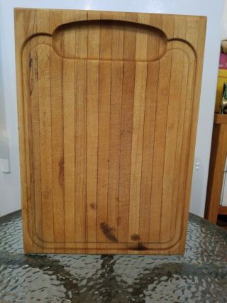 Vintage Wooden Butcher Block Chopping Cutting Board Thick 16.  5 " X 12 "