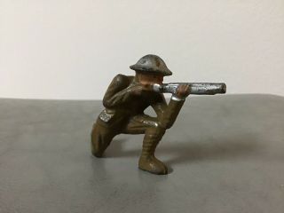 Barclay Manoil Toy Soldier Lead Kneeling W Large Gun Sniper Old Vintage