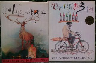 2 Ralph Steadman Still Life W/ Bottle & Grapes Of Ralph According Hardcover Book