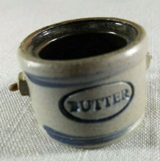 Vintage Rowe Pottery Miniature Butter Crock Salt Glaze Eathenware Missing Lid
