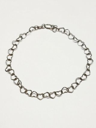 Vintage Boma Sterling Silver 925 Heart Link 9 " Anklet Ankle Bracelet