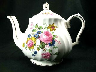 Vintage Sadler 4162 Rose & Floral Gold Trimmed Teapot