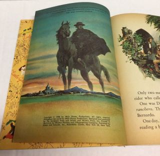 Vintage Little Golden Book Walt Disney ' s Zorro and the Secret Plan 1958 3