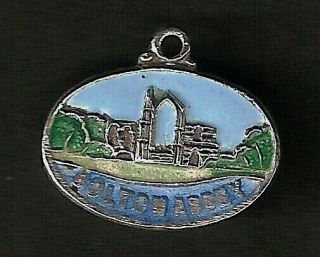 Bolton Abbey - Vintage Stirling Silver Enamel Travel Shield Charm.  Scarce.