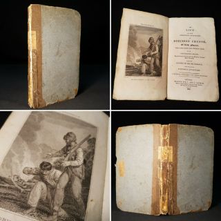1825 Life Adventures Robinson Crusoe Daniel Defoe Publishers Binding