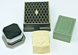 Vintage Gp Of 4 Plastic Ring Jewelry Hinged Presentation Boxes,  Art Deco,  More