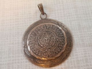 Vintage Sterling Silver 925 Mexico Mayan Aztec Calendar Pendant