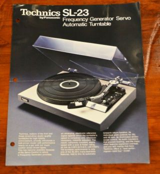Technics Sl - 23 Turntable Vintage Advertising Specifications Panasonic