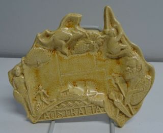 Vintage Map Of Australia Pottery Display Dish