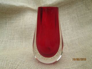 A Vintage Retro Murano Sommerso Seguso Small Ruby Red Glass Vase/display Piece ?