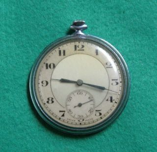 Vintage Swiss Made Thin Chrome Case Pocket Watch