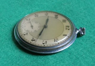 Vintage Swiss Made Thin Chrome Case Pocket Watch 2