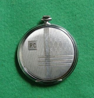 Vintage Swiss Made Thin Chrome Case Pocket Watch 4