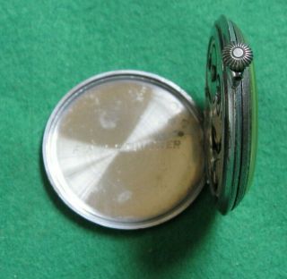 Vintage Swiss Made Thin Chrome Case Pocket Watch 5
