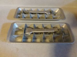 2 Vtg Metal Ice Cube Trays General Electric " Mini Cube " Freezer Ice Maker Molds