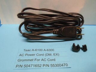 Teac A - 4300sx A - 6100 A - 6300 Ac Power Cord & Grommet (dm,  Ex,  Ge)