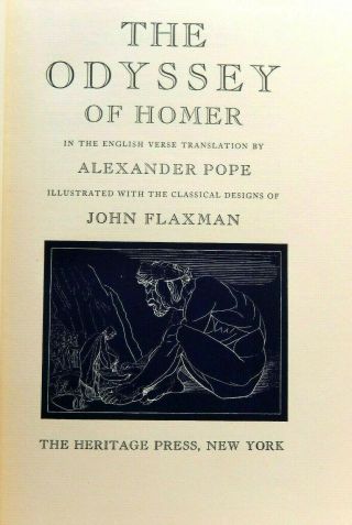 The Odyssey Of Homer.  Trans By Alexander Pope,  Illustrated By John Flaxman.  1942
