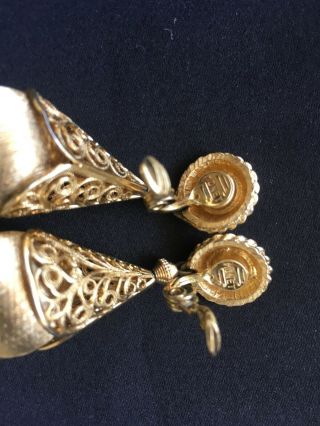 Vintage Monet clip dangle earrings gold 3