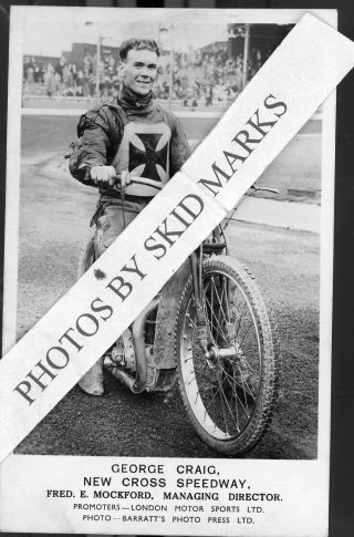 Skid Marks.  Vintage Speedway George Craig Postcard