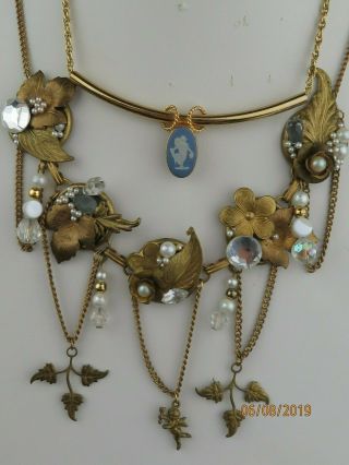Vintage Signed Wedgwood Jasperware 1/20 12k Gf Necklace,  Vintage Necklace