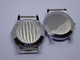 2 x Vintage Old Stock Stainless Steel Gent ' s Chronograph Wristwatch Cases Ref 9 5