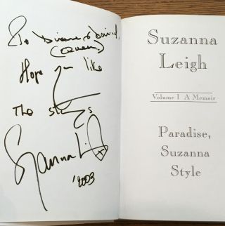 Suzanna Leigh / Paradise Suzanna Style Volume 1 A Memoir Signed 2000
