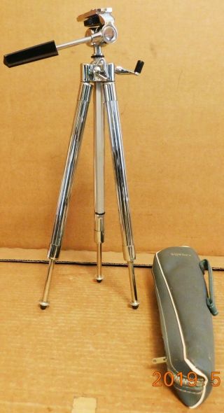 Vintage Portable Sunset Camera Tripod In Carry Case NM All Features EXCL. 3