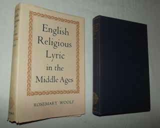 English Religious Lyric Middle Ages Woolf Oxford Clarendon 1968 Hardcover W/dj