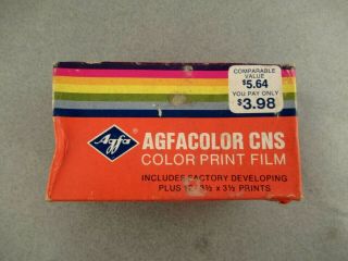Vintage Expired 1973 Agfa Color Cns Rapid 126 - 12 Asa - 80 Camera Film