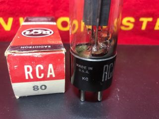 RCA Type 80 Rectifier Tubes NOS Black Plate [] Getter Strong 2