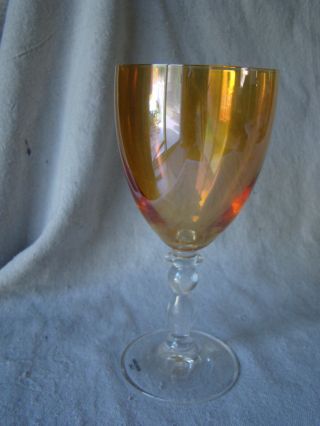 Vintage Iridescent Orange Water Goblet Or Wine Glass 271611