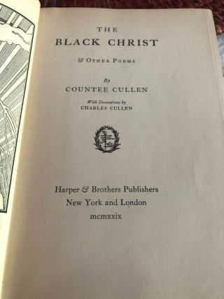 The Black Christ And Other Poems By Countee Cullen - First Edition 1929