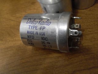 Delco Radio 7291786 850 - 400 - 100 - 15 Uf 16 Wvdc Type Fp Can Car Capacitor Nos