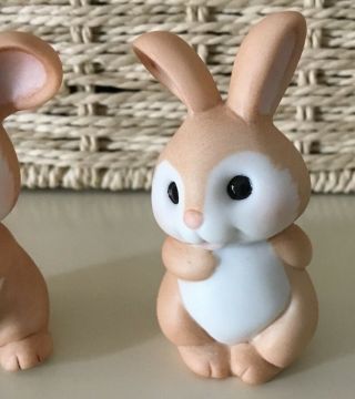 Vintage Hallmark Miniature Ceramic Rabbit Easter Bunny Pair Basket Filler 2